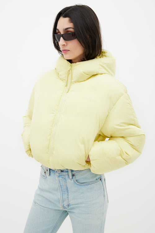 Acne Studios Yellow Hooded Cropped Down Jacket