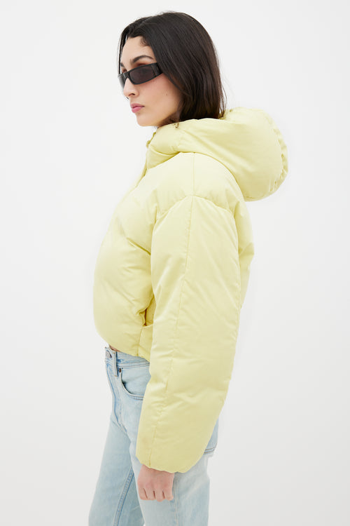 Acne Studios Yellow Hooded Cropped Down Jacket