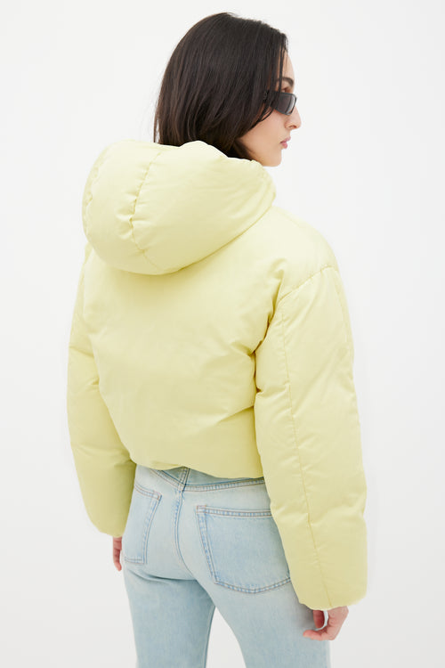 Acne Studios Yellow Hooded Cropped Down Jacket