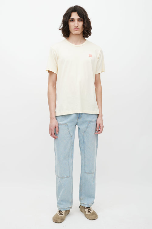 Acne Studios Yellow 
Pink Face Logo T-Shirt