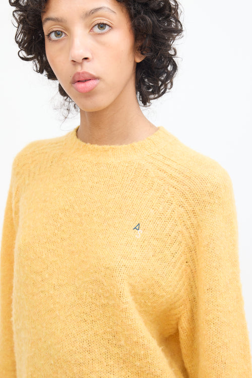 Acne Studios Yellow Wool Embroidered Logo Sweater