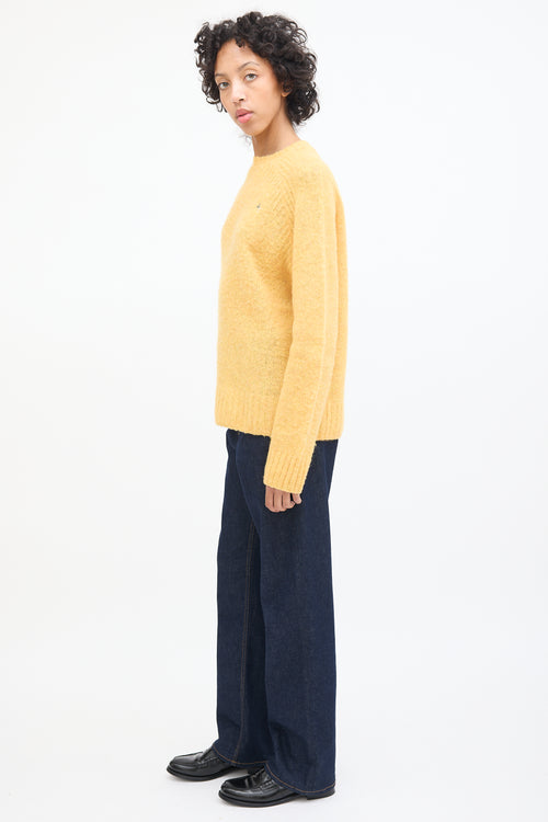 Acne Studios Yellow Wool Embroidered Logo Sweater