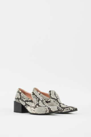 Acne Studios Black 
Grey Embossed Leather Brigitta Loafer