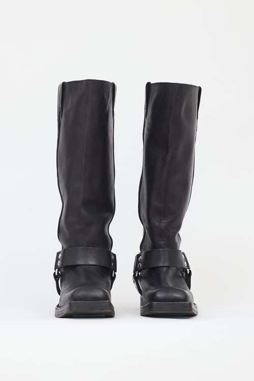 Acne Studios Black Leather Buckle Harness Boot