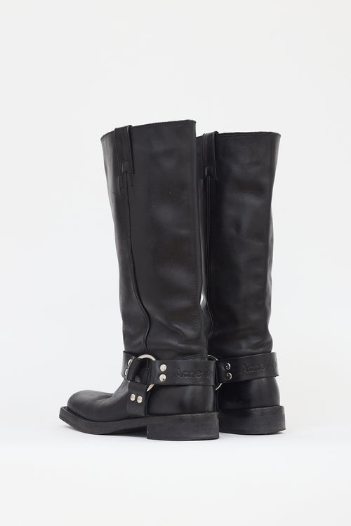 Acne Studios Black Leather Buckle Harness Boot