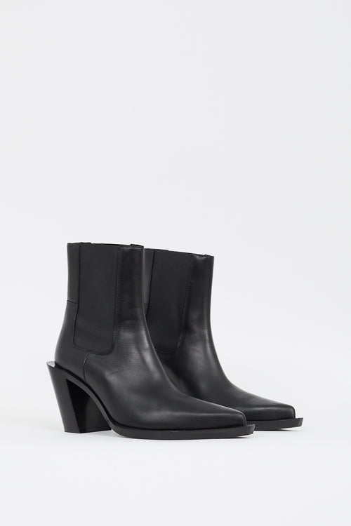 Acne Studios Black Leather Angled Heeled Chelsea Boot