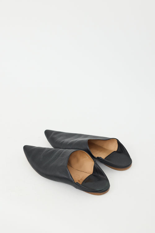 Acne Studios Black Leather Pointed Toe Convertible Flat