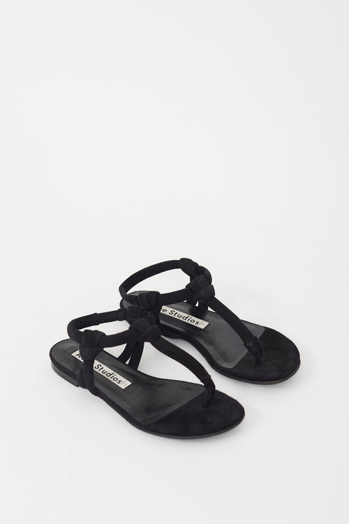 Acne Studios Black Suede Knotted Sandal