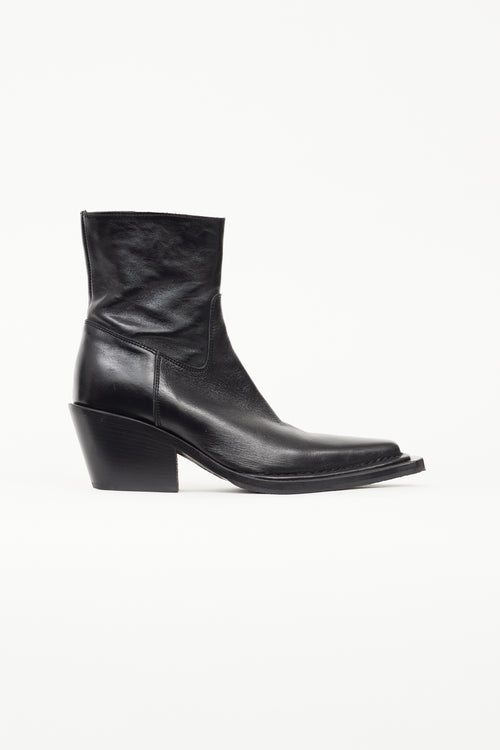 Acne Studios Black Leather Bruno Western Boot