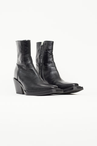 Acne Studios Black Leather Bruno Western Boot