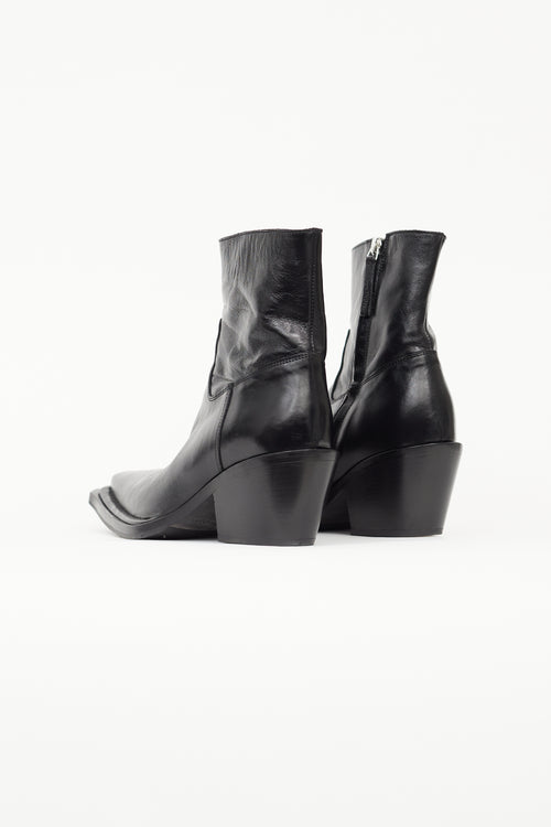 Acne Studios Black Leather Bruno Western Boot