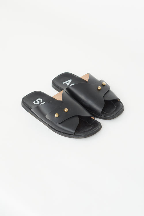 Acne Studios Black 
Gold Jilly Leather Slide