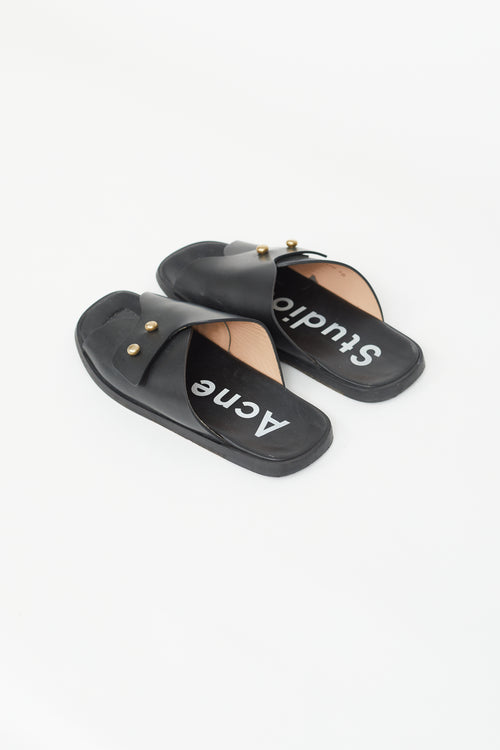 Acne Studios Black 
Gold Jilly Leather Slide