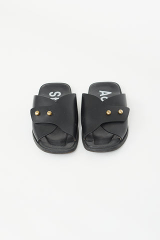 Acne Studios Black 
Gold Jilly Leather Slide