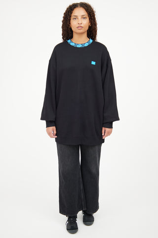 Acne Studios Black 
Blue Face Crewneck Top