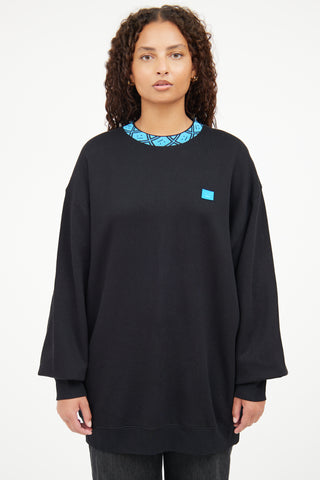 Acne Studios Black 
Blue Face Crewneck Top