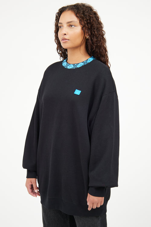 Acne Studios Black 
Blue Face Crewneck Top