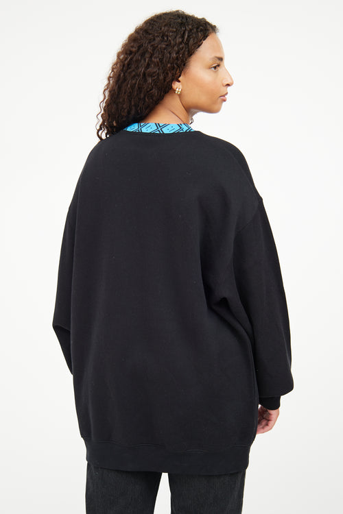 Acne Studios Black 
Blue Face Crewneck Top