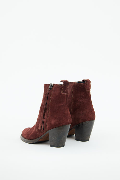 Acne Studios Burgundy Suede Ankle Boot