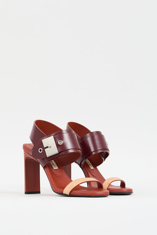 Acne Studios Burgundy 
Orange Leather Asura Buckled Heel