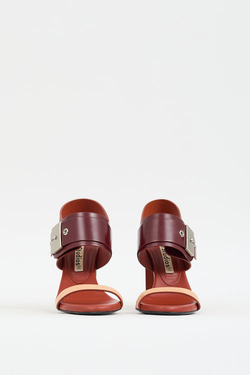 Acne Studios Burgundy 
Orange Leather Asura Buckled Heel