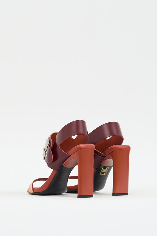 Acne Studios Burgundy 
Orange Leather Asura Buckled Heel