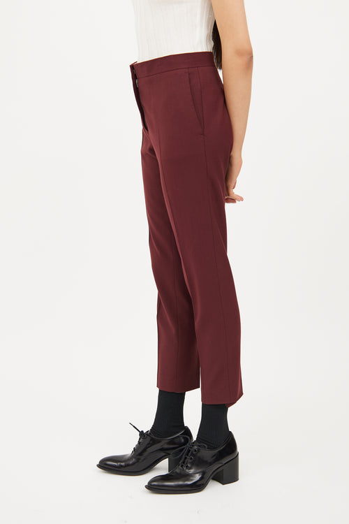 Acne Studios Burgundy Slim Crop Pleated Trouser