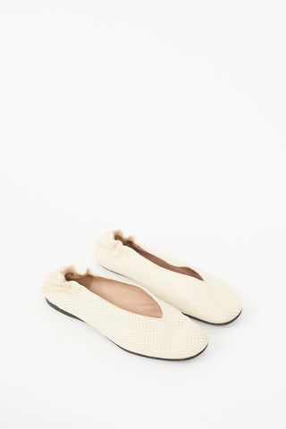 Acne Studios White Textured Leather Oddry Ballet Flat