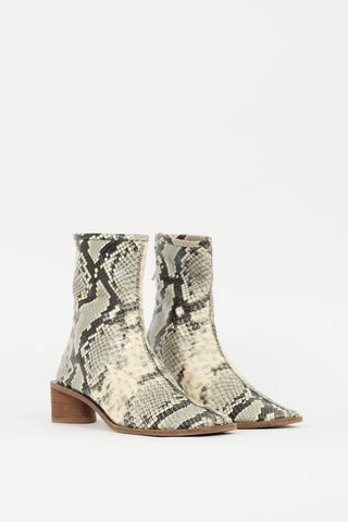 Acne Studios Grey 
Black Embossed Leather Boot