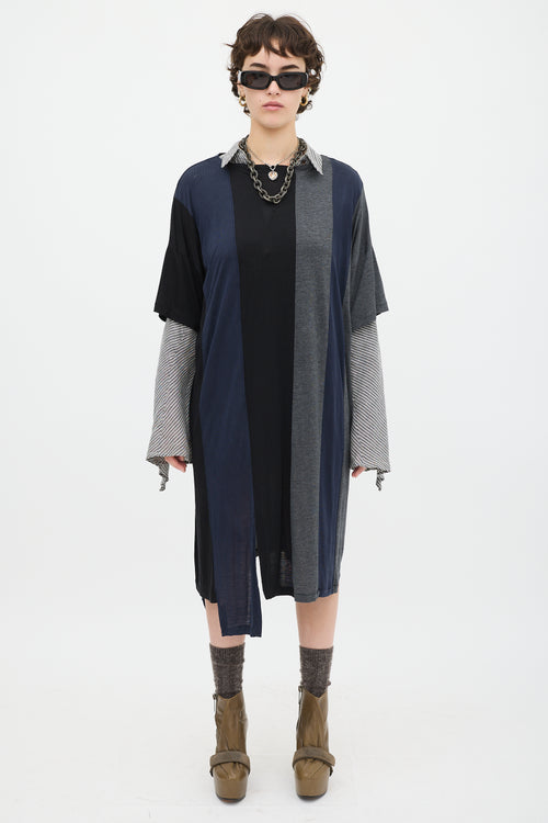 Acne Studios Navy 
Multicolour Fiya Panel T-Shirt Dress