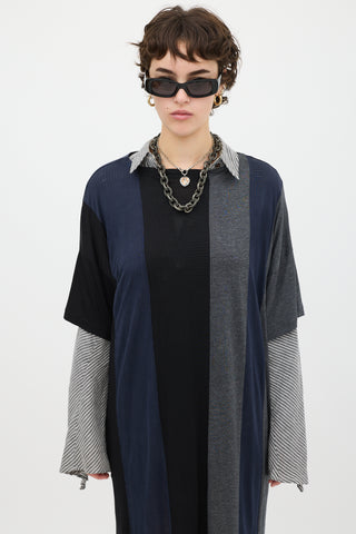 Acne Studios Navy 
Multicolour Fiya Panel T-Shirt Dress