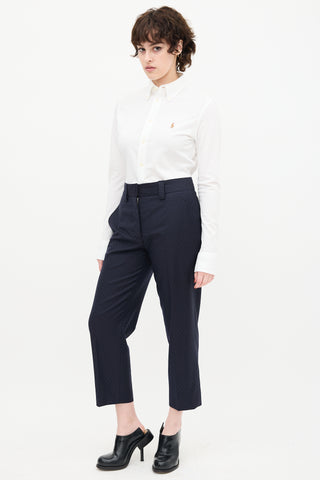 Acne Studios Navy Wool Trea Polka Dot Trouser