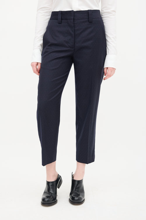 Acne Studios Navy Wool Trea Polka Dot Trouser