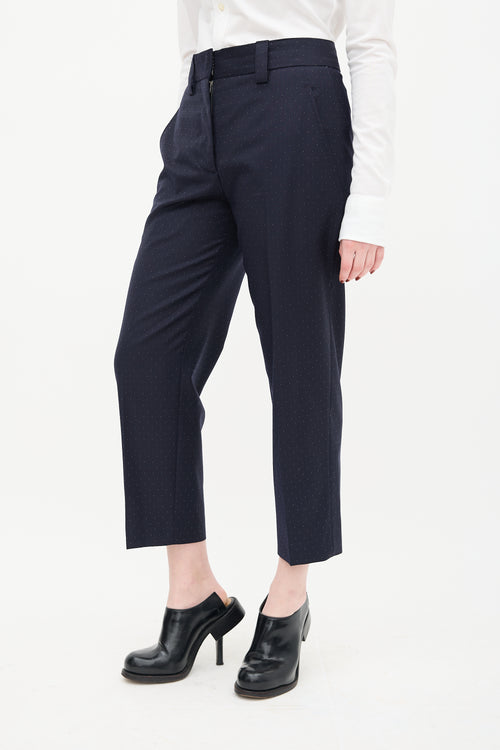 Acne Studios Navy Wool Trea Polka Dot Trouser