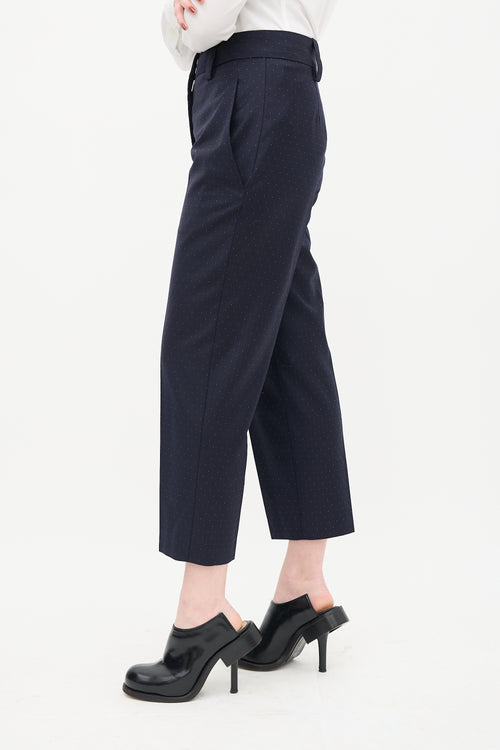 Acne Studios Navy Wool Trea Polka Dot Trouser