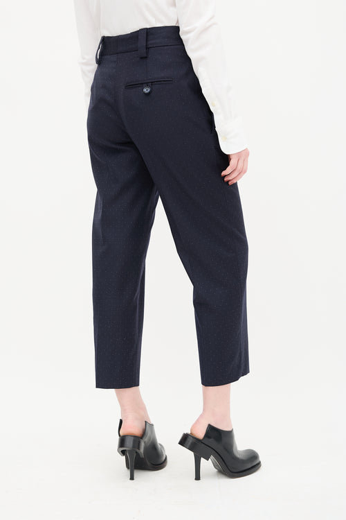 Acne Studios Navy Wool Trea Polka Dot Trouser