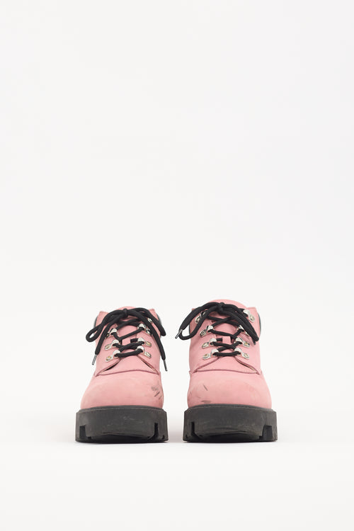 Acne Studios Pink Leather Tinne Hiking Boot