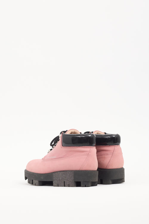 Acne Studios Pink Leather Tinne Hiking Boot