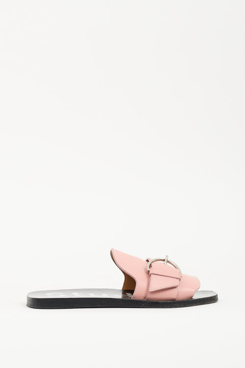 Acne Studios Pink 
Black Leather Virgie Slide