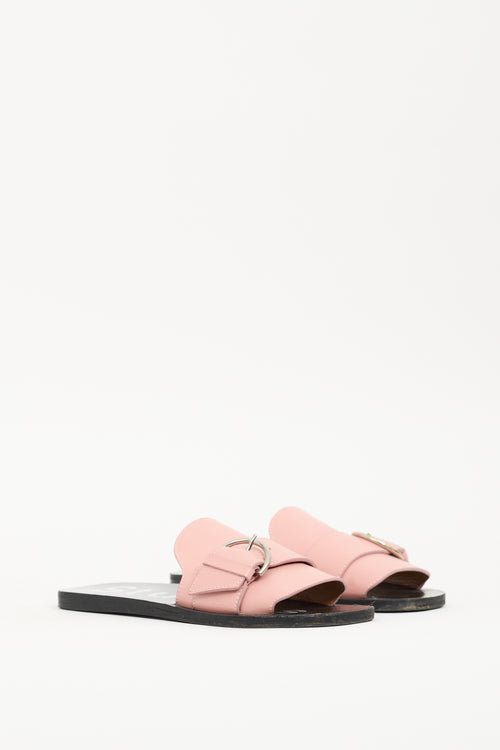 Acne Studios Pink 
Black Leather Virgie Slide