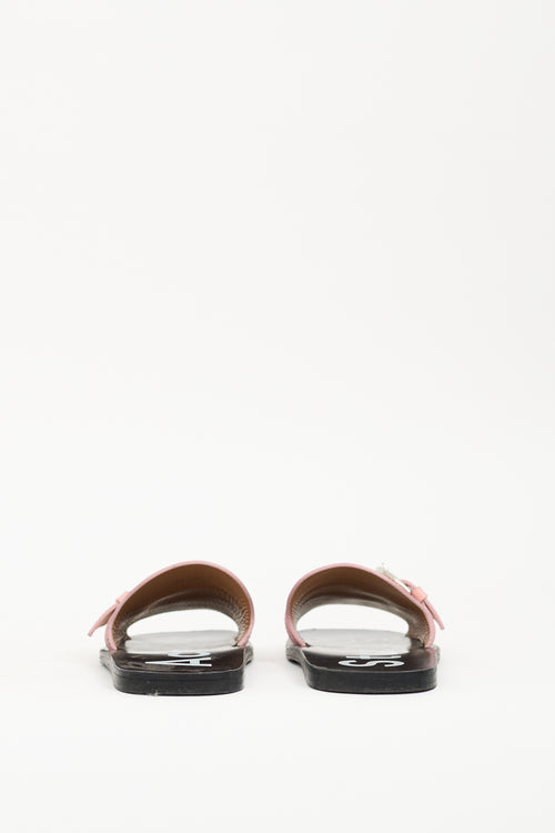 Acne Studios Pink 
Black Leather Virgie Slide