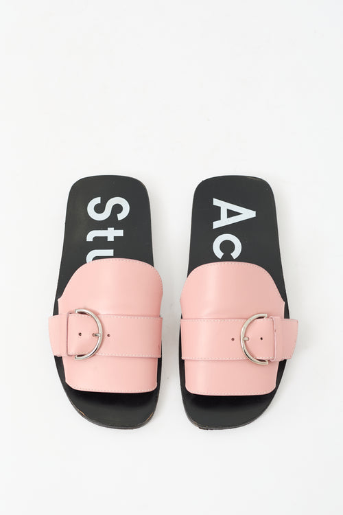 Acne Studios Pink 
Black Leather Virgie Slide