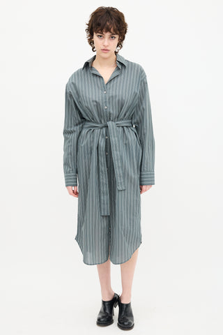 Acne Studios Slate Blue Pinstripe Shirt Dress