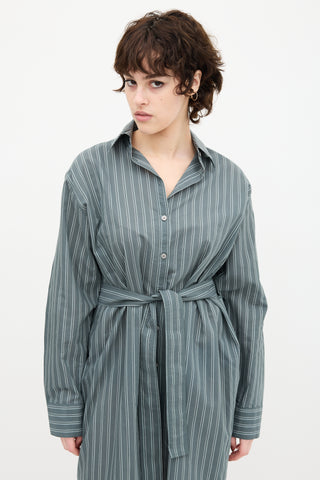 Acne Studios Slate Blue Pinstripe Shirt Dress