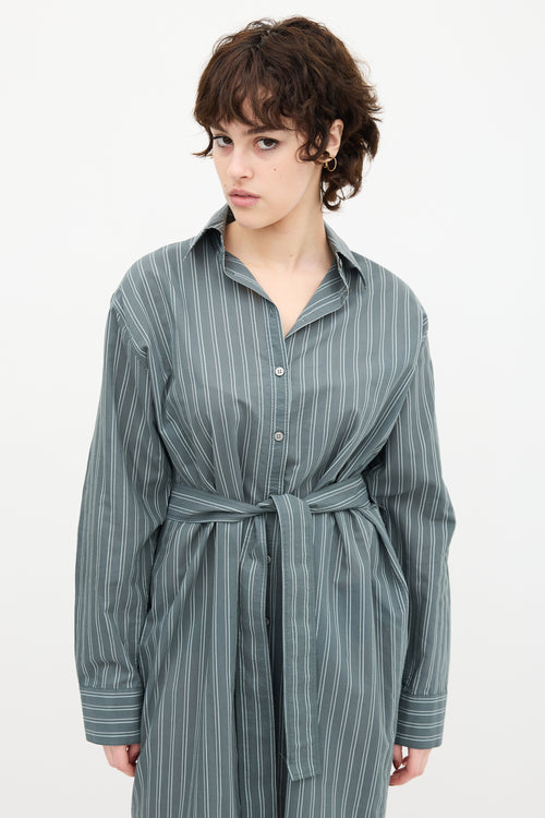 Acne Studios Slate Blue Pinstripe Shirt Dress