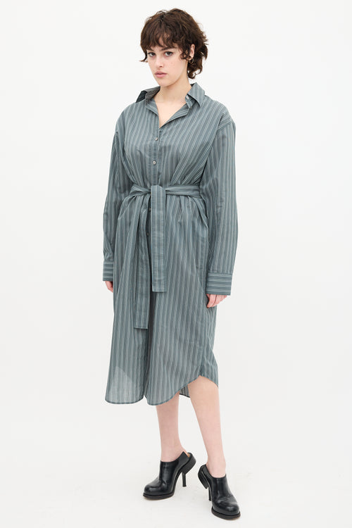 Acne Studios Slate Blue Pinstripe Shirt Dress