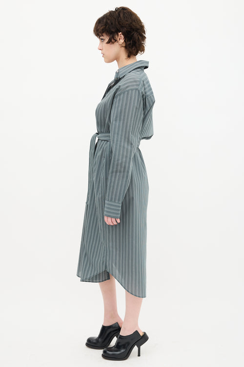 Acne Studios Slate Blue Pinstripe Shirt Dress