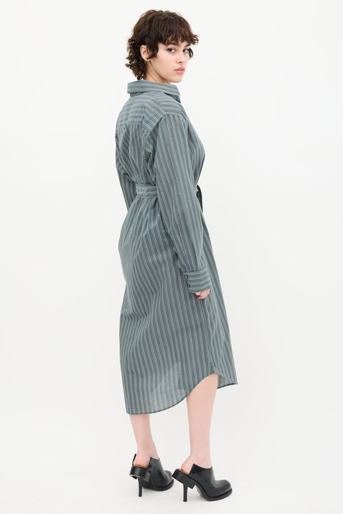 Acne Studios Slate Blue Pinstripe Shirt Dress