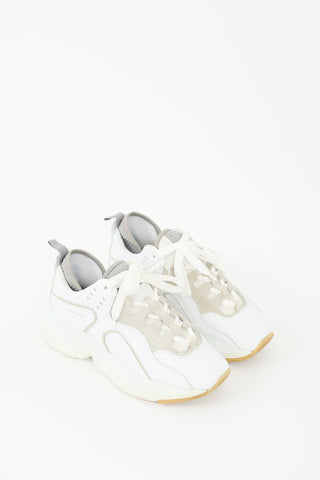 Acne Studios White 
Grey Leather Rockaway Sneaker