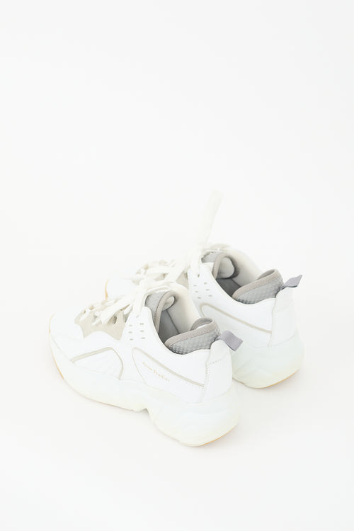 Acne Studios White 
Grey Leather Rockaway Sneaker